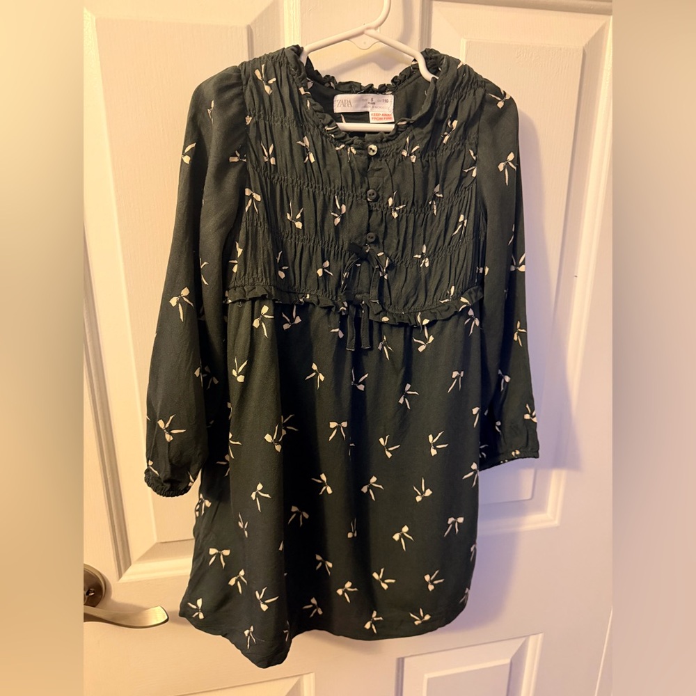 Zara Kids Dark Gray Dress with Floral Accents